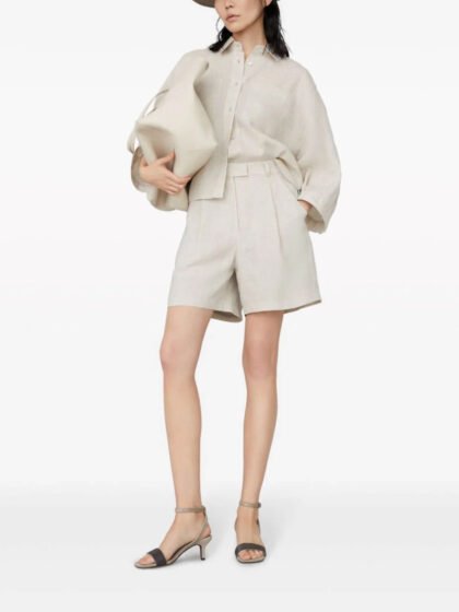 High-Waisted Linen Shorts